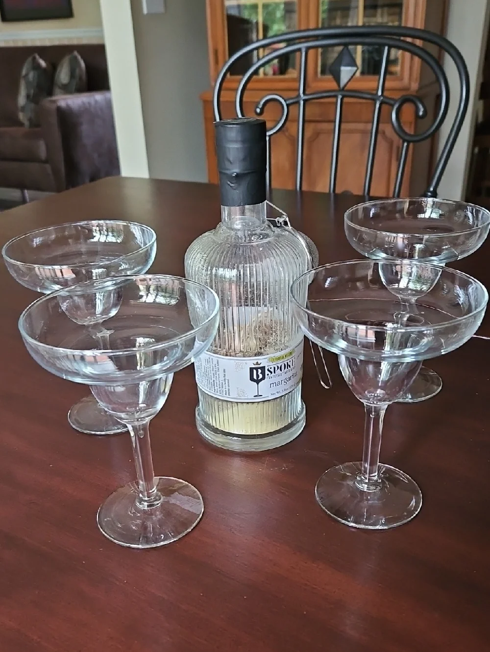 Homemade Margarita's - Set of 4 Glasses & BSpoke Maragrita Mix With Strainer
